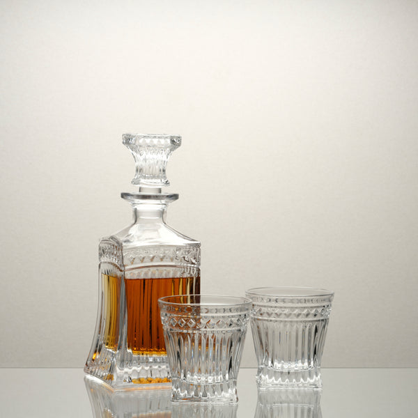 M&B Temple Crystal Whisky Decanter + 4 Whisky Glasses